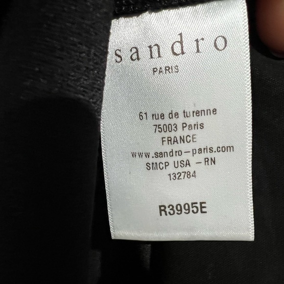 SANDRO Black Crossover Plunge V Neck, Sleeveless Long Blouse Top, Size 3/L - Picture 6 of 6